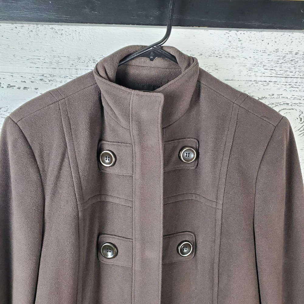 Kristen Blake Women Chocolate Lambswool Cashmere Blend Peacoat Long Coat Size 12 - Picture 2 of 14